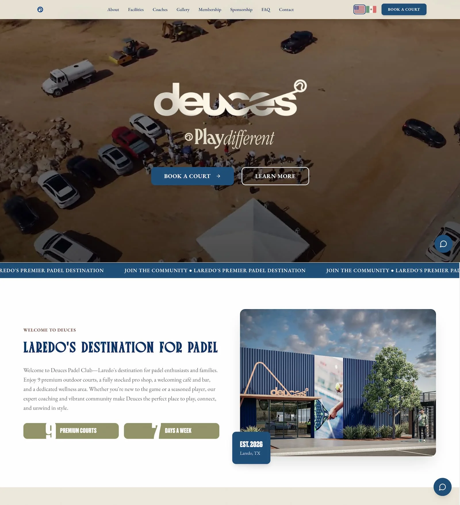 Deuces Padel website preview